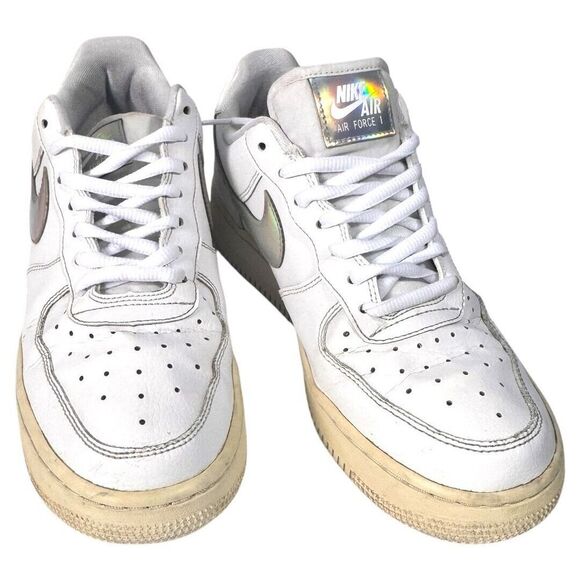 Nike Court Vision Low Top White Iridescent Swoosh Sneakers Women's Size 8 M‎ - Picture 1 of 9